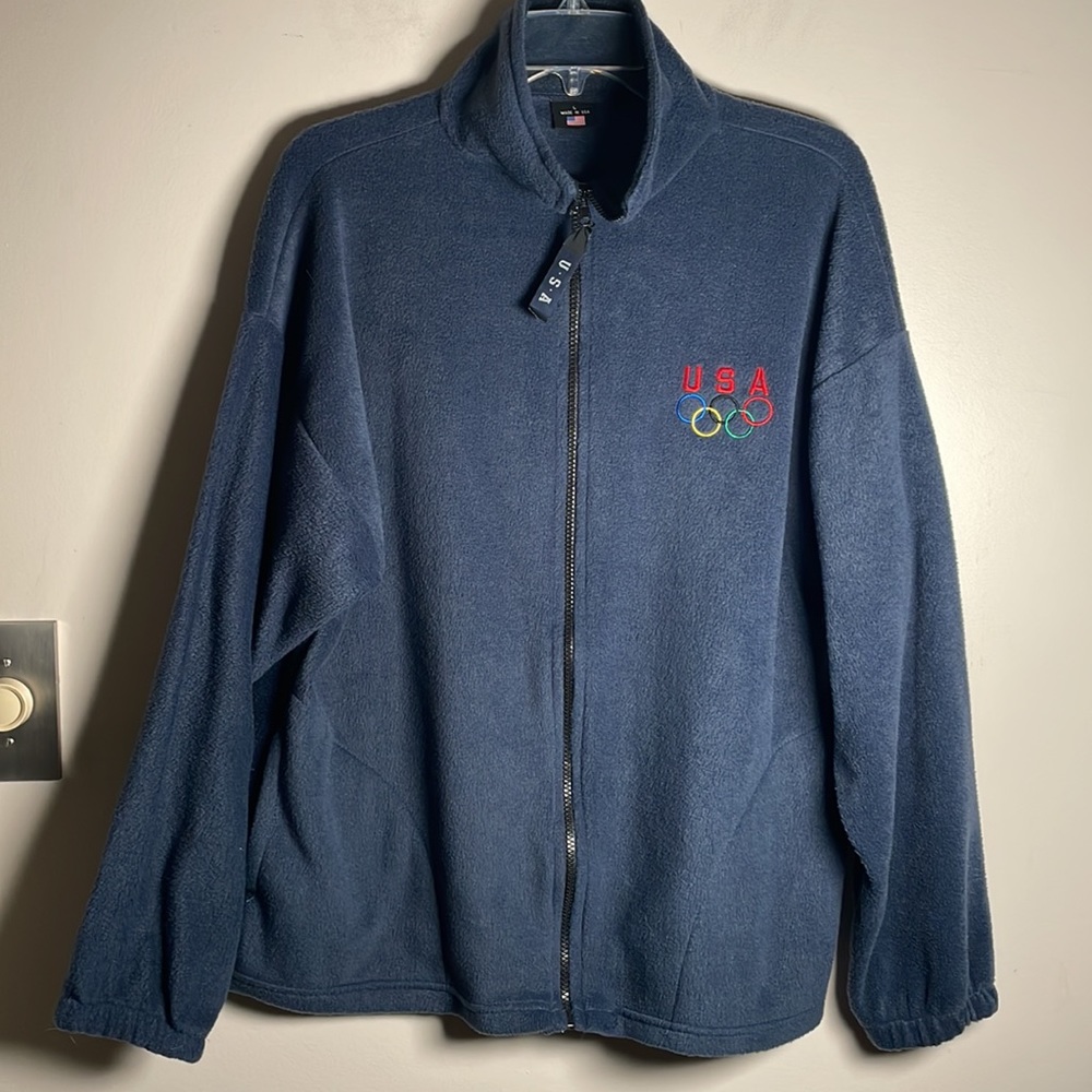USA Olympics Fleece Zip Sweatshirt Jacket blue Men’s L